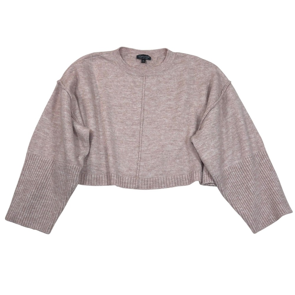 Topshop Womens Dusty Rose Pink Cropped Wide Sleeve Chunky Sweater US 6 M